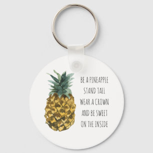Moderne Waterverf ananas & positieve funny Quote Sleutelhanger