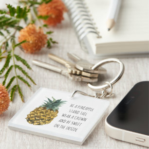 Moderne Waterverf ananas & positieve funny Quote Sleutelhanger