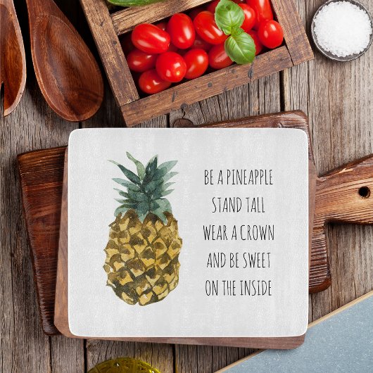 Moderne Waterverf ananas & positieve funny Quote Snijplank