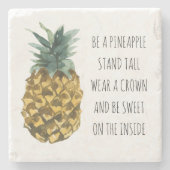 Moderne Waterverf ananas & positieve funny Quote Stenen Onderzetter (Voorkant)