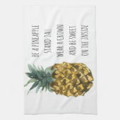 Moderne Waterverf ananas & positieve funny Quote Theedoek (Verticaal)