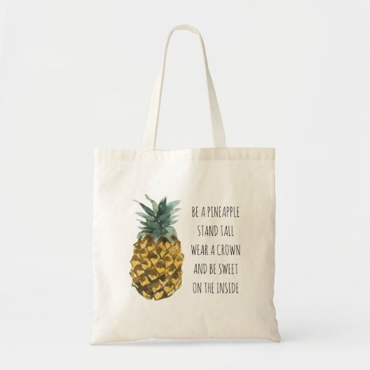 Moderne Waterverf ananas & positieve funny Quote Tote Bag (Voorkant)