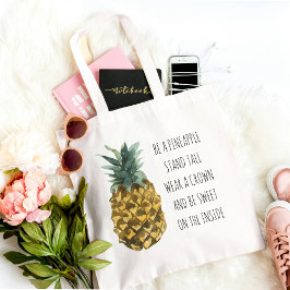 Moderne Waterverf ananas & positieve funny Quote Tote Bag