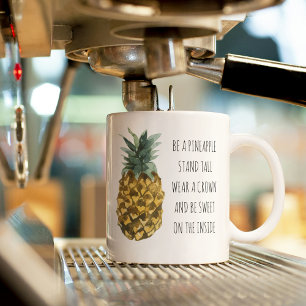 Moderne Waterverf ananas & positieve funny Quote Tweekleurige Koffiemok