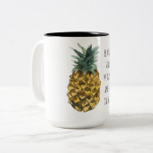 Moderne Waterverf ananas & positieve funny Quote Tweekleurige Koffiemok (Voorkant links)