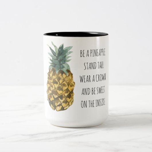 Moderne Waterverf ananas & positieve funny Quote Tweekleurige Koffiemok (Center)