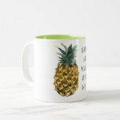 Moderne Waterverf ananas & positieve funny Quote Tweekleurige Koffiemok (Voorkant links)
