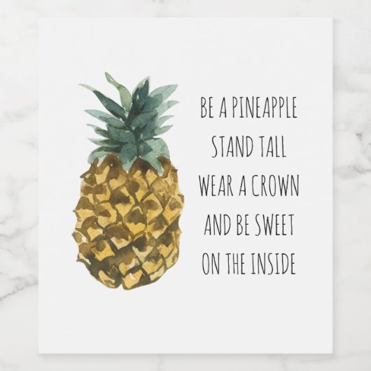 Moderne Waterverf ananas & positieve funny Quote Wijn Etiket (Enkel label)