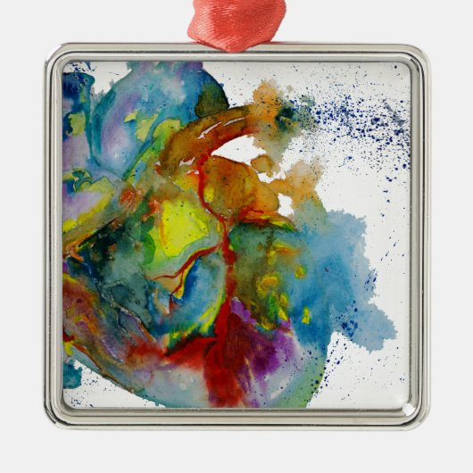 Moderne Waterverf anatomisch hart Metalen Ornament (Voorkant)