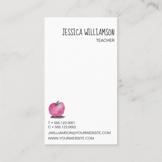 Moderne Waterverf APPLE-leraar Visitekaartje (Achterkant)
