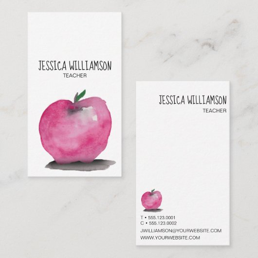 Moderne Waterverf APPLE-leraar Visitekaartje (Voorkant / Achterkant)