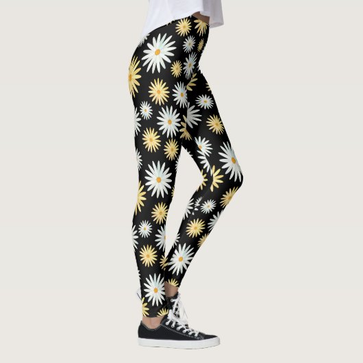 Moderne Waterverf April Daisies Pattern Leggings (Rechts)