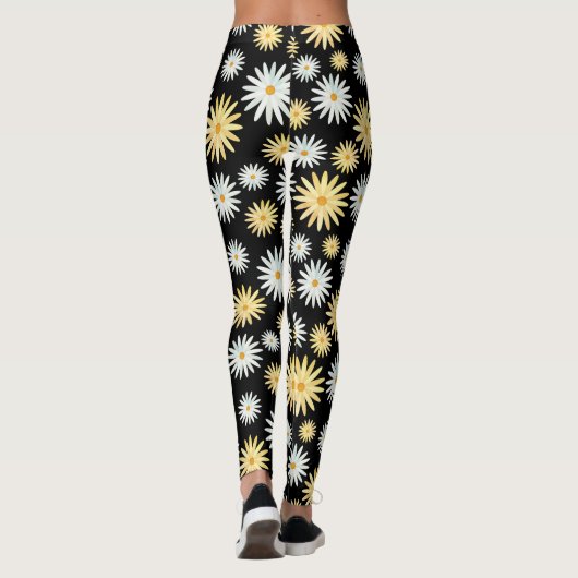 Moderne Waterverf April Daisies Pattern Leggings (Achterkant)