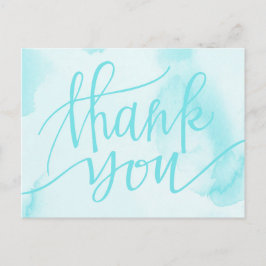 Moderne Waterverf Aqua Blue Dank u Briefkaart
