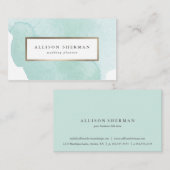 Moderne Waterverf Aqua Blue Visitekaartje (Voorkant / Achterkant)