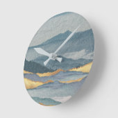 Moderne Waterverf Art Blue en Gold Waves Ronde Klok (Hoek)