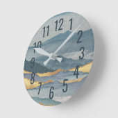 Moderne Waterverf Art Blue en Gold Waves Ronde Klok (Hoek)