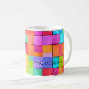 Moderne Waterverf Art NAME Kleurrijke Bright Fun Koffiemok