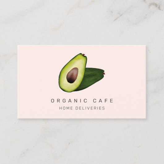 Moderne waterverf avocado cafe thuisbezorging eten visitekaartje (Voorkant)