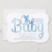 Moderne Waterverf Baby Boy Shower-uitnodigingen Kaart (Voorkant)