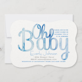 Moderne Waterverf Baby Boy Shower-uitnodigingen Kaart