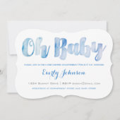 Moderne Waterverf Baby Boy Shower-uitnodigingen Kaart (Voorkant)