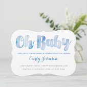 Moderne Waterverf Baby Boy Shower-uitnodigingen Kaart (Staand voorkant)
