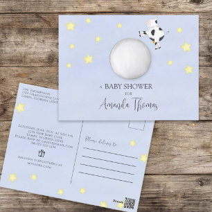 Moderne Waterverf Baby Shower Koe Sprong Over Maan Briefkaart