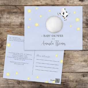Moderne Waterverf Baby Shower Koe Sprong Over Maan Briefkaart