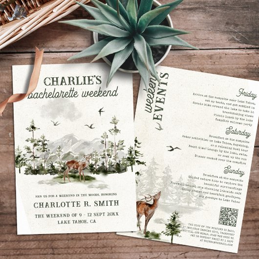 Moderne Waterverf Bachelorette Weekend Camping Kaart