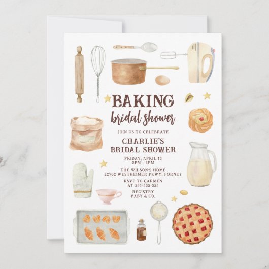 Moderne Waterverf Bakken Party Vrijgezellenfeest Kaart (Voorkant)