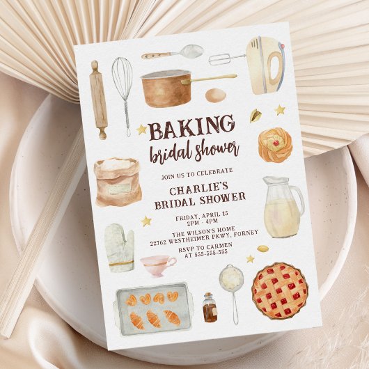 Moderne Waterverf Bakken Party Vrijgezellenfeest Kaart