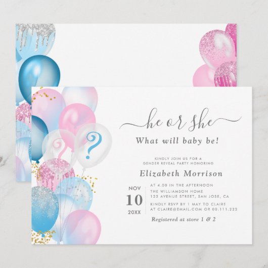 moderne waterverf balloons kaart (Voorkant / Achterkant)