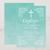 Moderne Waterverf Baptisme Christening Cross Kaart (Voorkant / Achterkant)