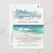 Moderne Waterverf Beach Engagement Party-indeling Briefkaart (Voorkant / Achterkant)