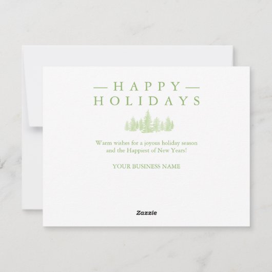 Moderne Waterverf bedrijfs Groene Pine Trees Feestdagenkaart (Achterkant)