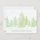 Moderne Waterverf bedrijfs Groene Pine Trees Feestdagenkaart (Voorkant)