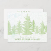 Moderne Waterverf bedrijfs Groene Pine Trees Feestdagenkaart (Voorkant / Achterkant)