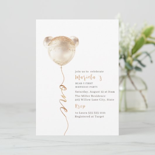 Moderne Waterverf Beer Een Verjaardag Kaart (Staand voorkant)