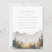 Moderne Waterverf Berg Bruiloft Save The Date Kaart (Voorkant)