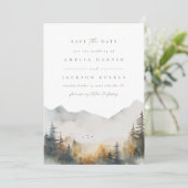 Moderne Waterverf Berg Bruiloft Save The Date Kaart (Staand voorkant)