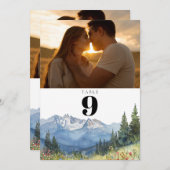 Moderne Waterverf berg foto tafel nummer Kaart (Voorkant / Achterkant)