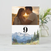 Moderne Waterverf berg foto tafel nummer Kaart (Staand voorkant)