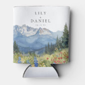 Moderne Waterverf Berg Wilde Bloem Bruiloft Blikjeskoeler (Voorkant)