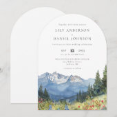 Moderne Waterverf Berg Wilde Bloem Bruiloftsboog Kaart (Voorkant / Achterkant)