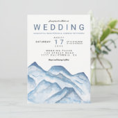 Moderne waterverf bergen bruiloft kaart (Staand voorkant)