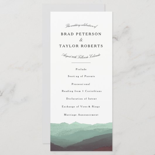 Moderne Waterverf Bergen Rackcard Programmakaart (Voorkant / Achterkant)