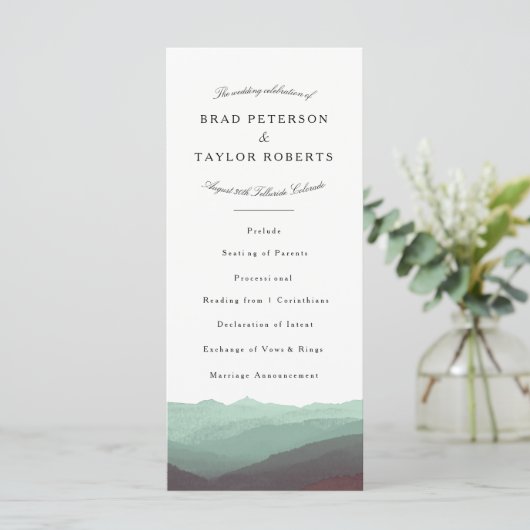 Moderne Waterverf Bergen Rackcard Programmakaart (Staand voorkant)