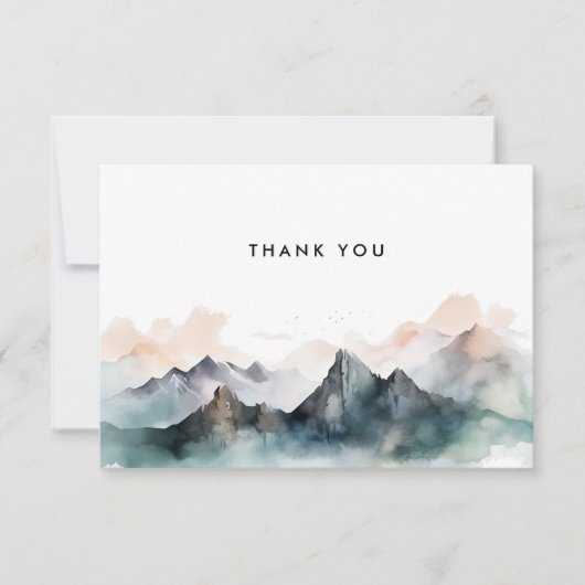 Moderne Waterverf Berglandschap Bedankkaart (Voorkant)