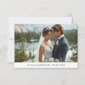 Moderne Waterverf berglandschap bruiloft foto Bedankkaart (Voorkant)